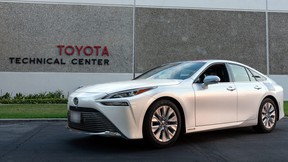 A 2021 Toyota Mirai hydrogen fuel-cell vehicle
