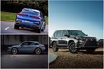 Clockwise from top left: the 2022 BMW X6, Lexus GX, and Porsche Cayenne
