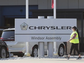 A worker is shown at the Stellantis Windsor Assembly Plant on Thursday, October 14, 2021.